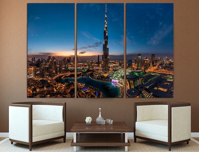 Dubai Wall Art Dubai Office Decor Night City Wall Art Dubai Etsy