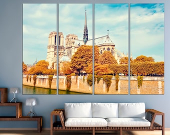 Notre Dame de Paris Canvas Print, Vintage Paris Wall Art