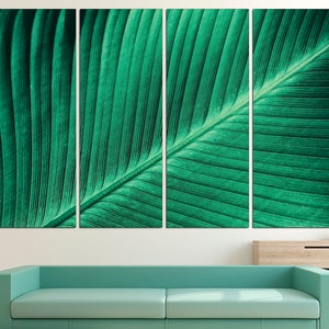 Leaf palm canvas Tropical leaves Green canvas Palm leaf wall decor Tropical leaf print Leaves wall art