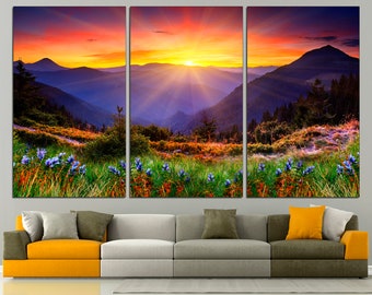 Mountain Print Large Wall Art Sunrise Home Decor, Nature Wall Art Morning Print Large Landscape Art
