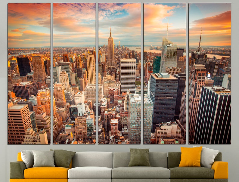 New York Wall Art Extra Large Wall Art Skyline Office Decor Etsy