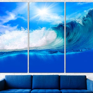Sea Wave Wall Art Ocean Wave Print Waves Canvas Art Blue Wave Print Large Wall Art