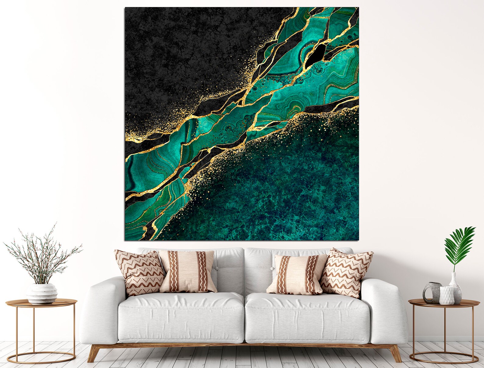 Emerald Green Canvas Print Art Deco Wall Art Emerald Green Etsy