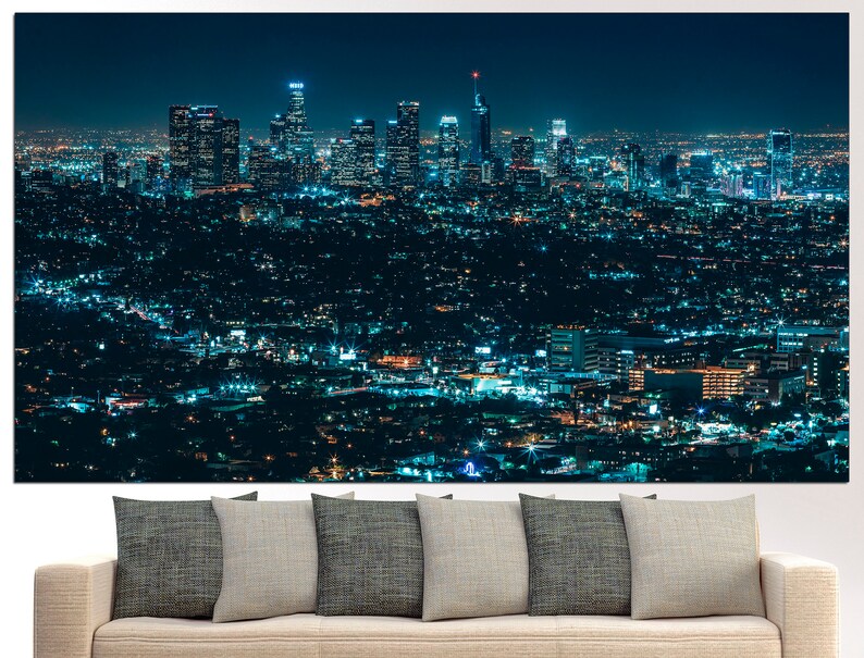 Night City Wall Art City Skyline Canvas Night City Decor City Etsy