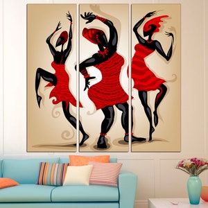 African women canvas Dancer art print African wall decor Dancing woman print Abstract african art