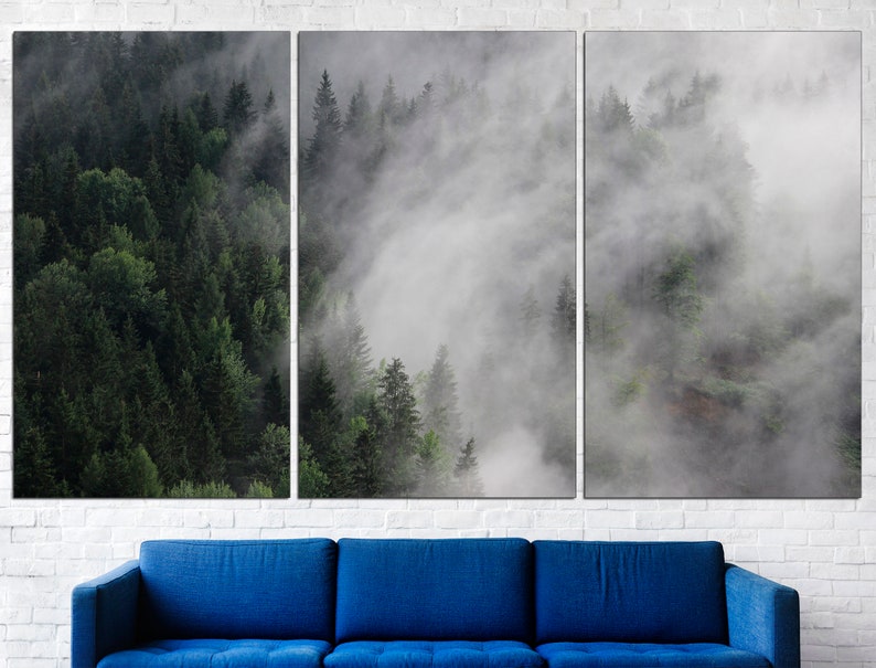 Fog Wall Art Foggy Forest Art Forest Wall Art Fog Wall Decor Etsy