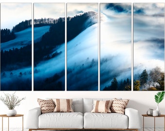 Morning Fog Forest Wall Art Fog Print Mountain Wall Art Forest Fog Wall Art Fog Canvas Decor