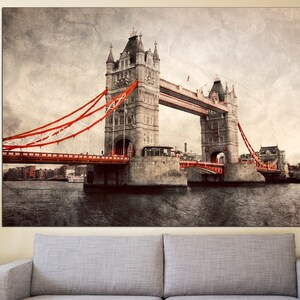 Vintage Bridge London Canvas Art Bridge Canvas Large Canvas Art Bridge Wall Art Bridge Wall Decor