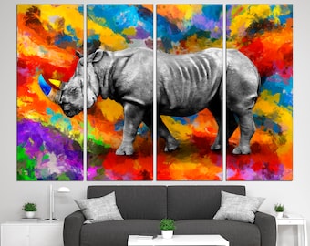 Rhinoceros print Rhino watercolor Rhinoceros wall art African rhino Rhinoceros canvas Rhino room decor