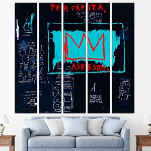 King of street art Urban wall art Graffiti poster Extra large wall art Banksy print Street art canvas 5 Panel