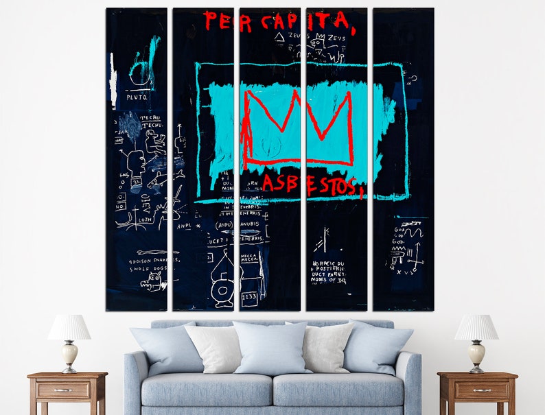 King of street art Urban wall art Graffiti poster Extra large wall art Banksy print Street art canvas 5 Panel