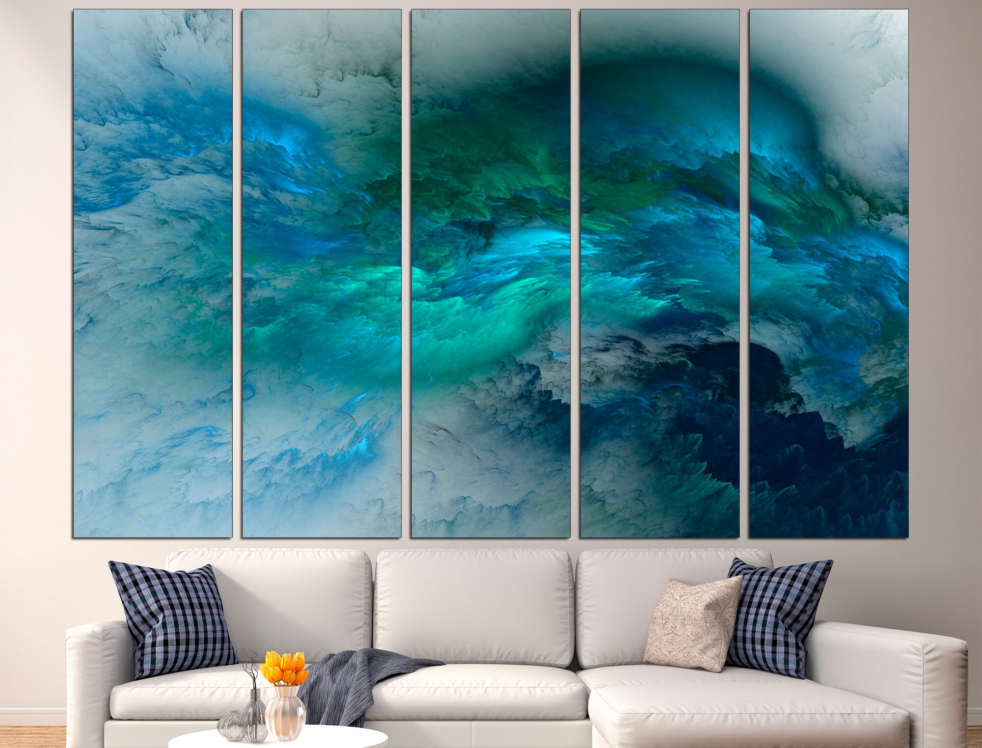 Turquoise abstract Turquoise wall art Abstract print Large Etsy