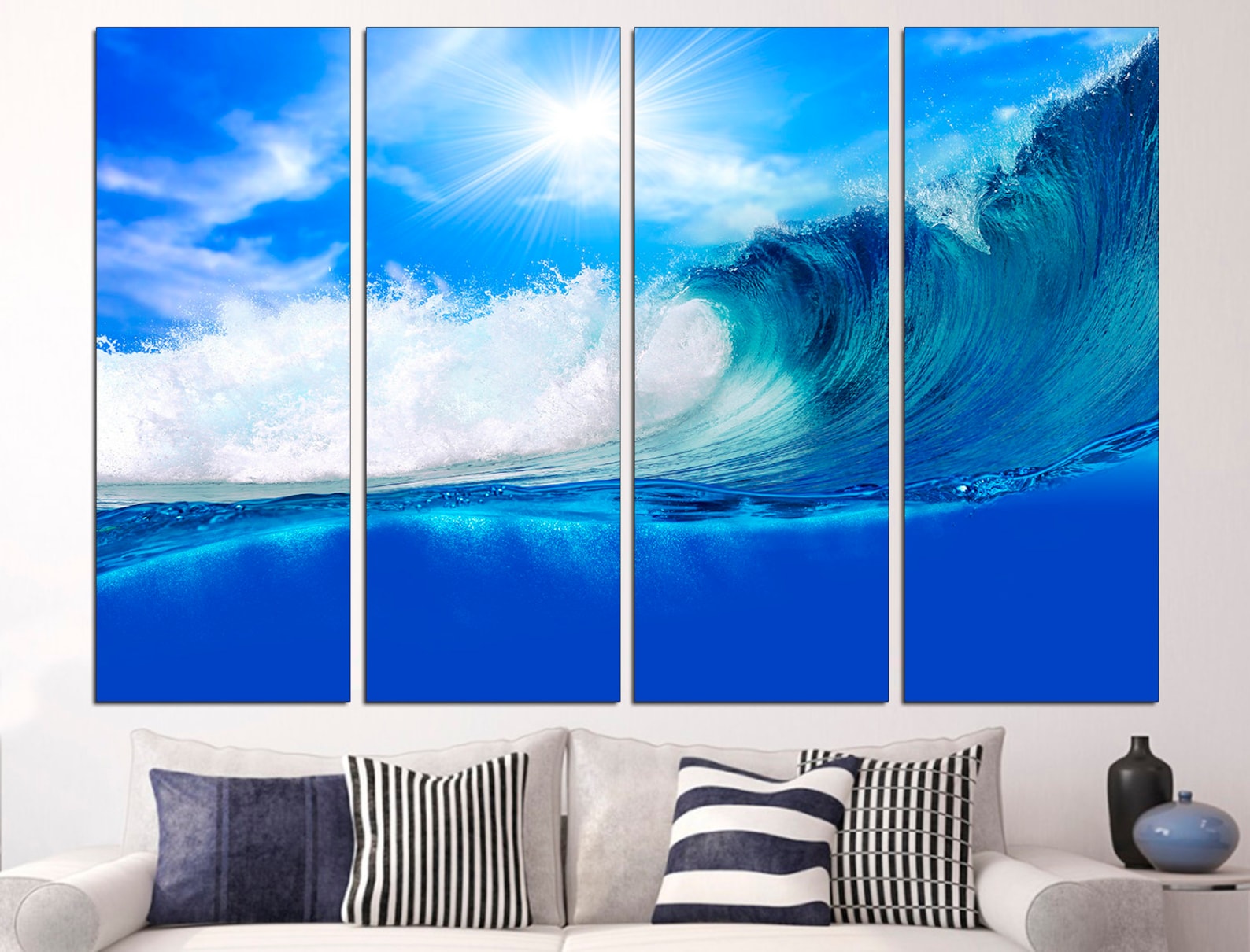 Sea Wave Wall Art Ocean Wave Print Waves Canvas Art Blue Wave Print ...