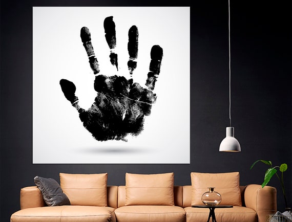 Handprint art Black and white art Modern art poster Abstract canvas art Modern art print Large wall art