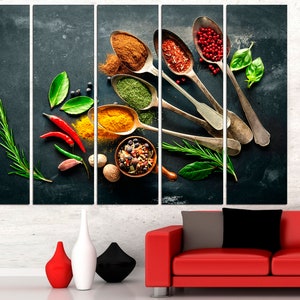 Colorful Kitchen Art Triptych Wall Art Kitchen Poster Dining Room Wall Art Kitchen Wall Decor 5 Panel
