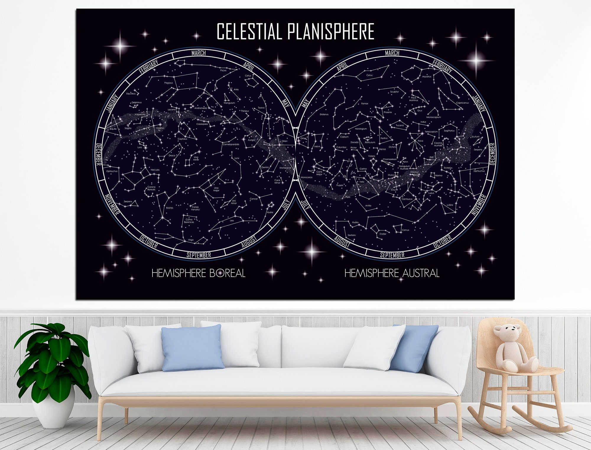Constellation map Star map print Star map framed Constellation | Etsy