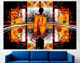 African canvas Colorful african art African wall art Large canvas print African woman art African home decor