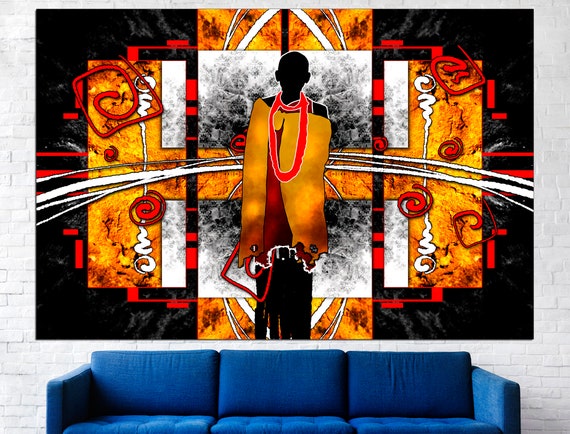 African canvas Colorful african art African wall art Large canvas print African woman art African home decor