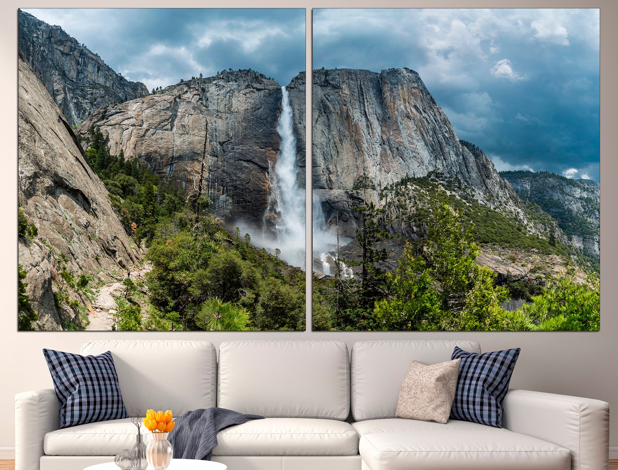 Mountain Wall Decor Waterfall Wall Art Mountain Canvas Art Waterfall ...
