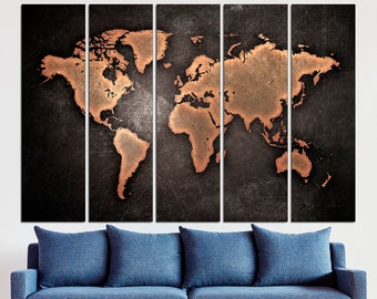 Map On Canvas Large World Map Gold Map Print, Push Pin Map World Map Canvas Vintage World Map