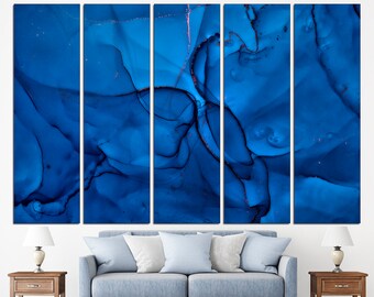 Navy blue marble Large marble blue Navy blue wall decor Marble canvas print Navy blue abstract