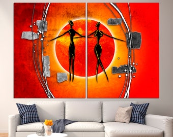 Arte de la pared de África Impresión de lienzo grande Arte de lienzo africano Lienzo étnico Arte africano moderno Decoración de la pared africana
