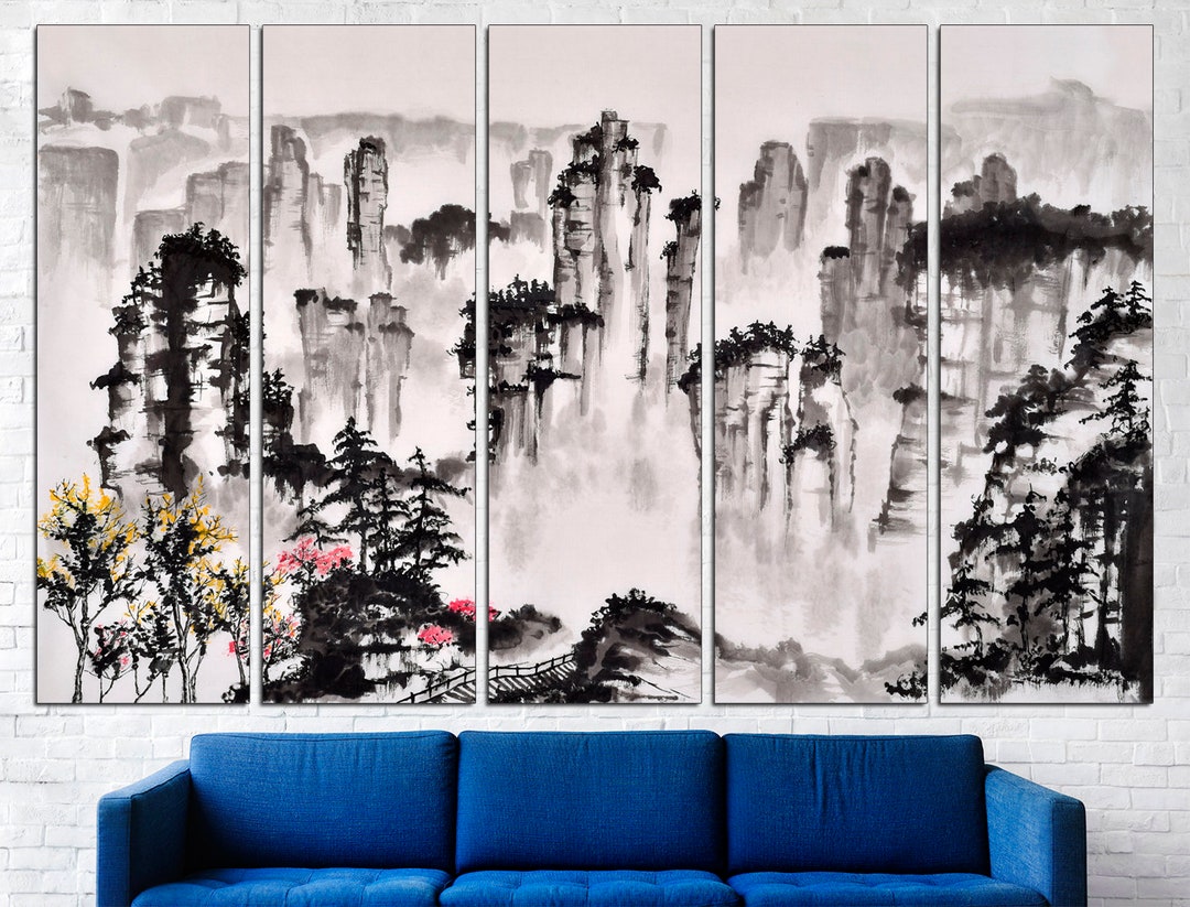 Japanese Landscape Canvas Wall Art, Asian Decor - Etsy