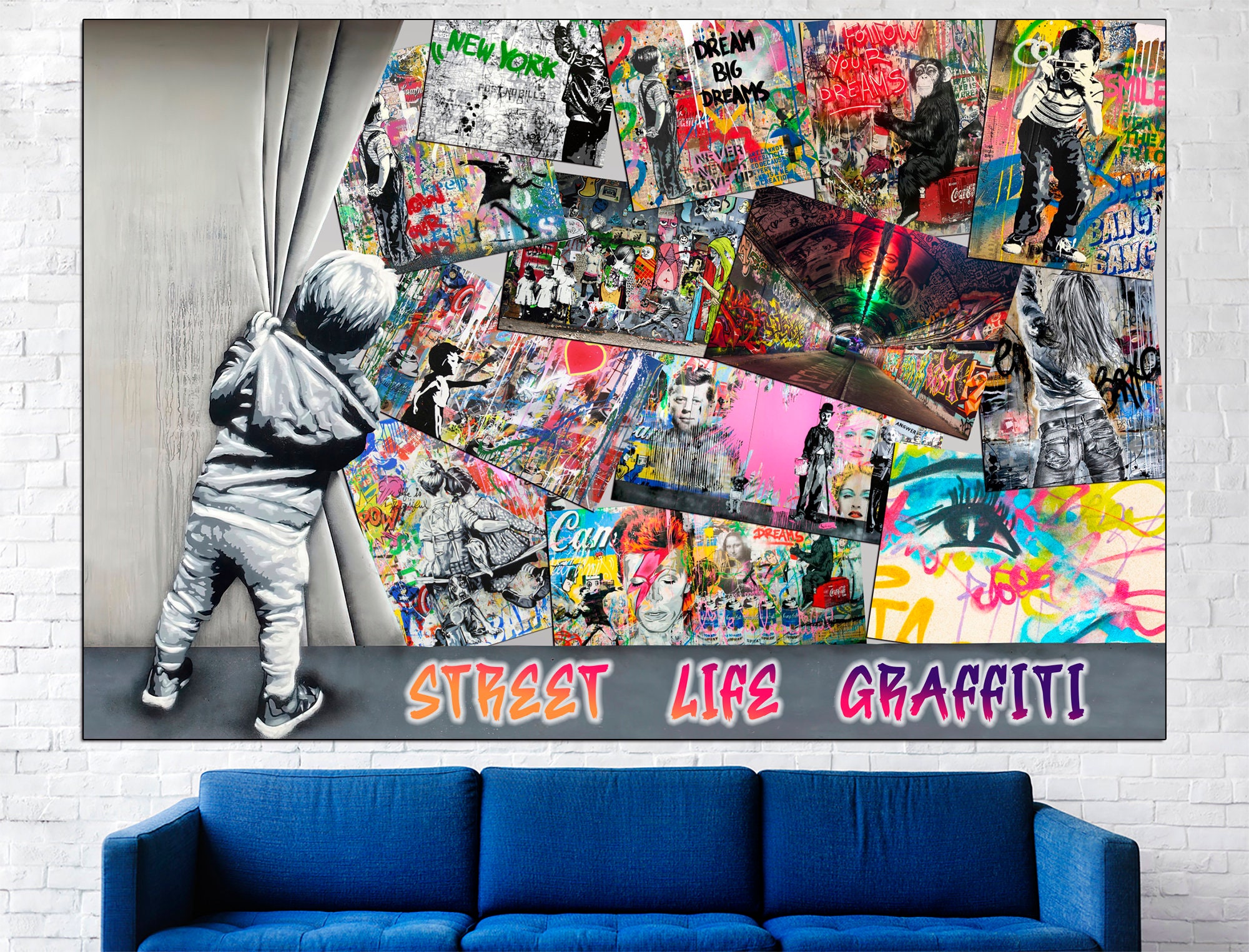 2 pcs Canvas Wall Art Chanel Street Art home decor 20x30 and 30x40