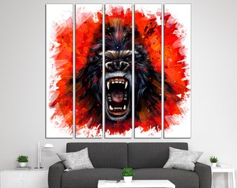 Gorilla print African animal print Gorilla wall decor Jungle print Gorilla wall art Gorilla room decor