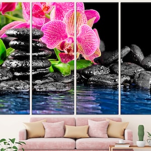 Orchideen-Leinwand, lila Orchideen-Spa-Leinwanddruck, Orchideen-Wanddekoration, Orchideen-Blumendruck, Orchideen-Bürodekoration