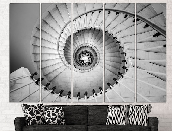 Vatican staircase Vintage art prints Large canvas print Staircase decor Black white print Classic art prints