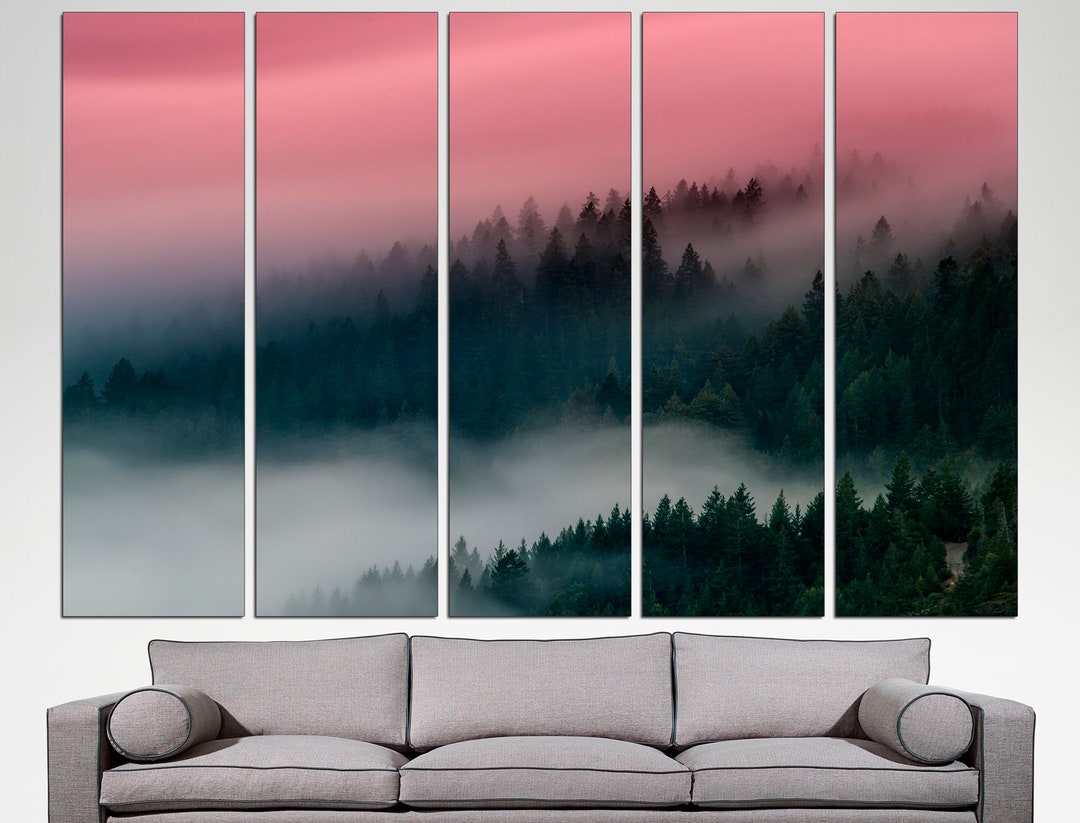 Foggy Forest Canvas Misty Forest Print Foggy Landscape Forest Wall Art ...