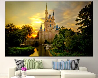 Princess castle art Kids wall art Princess decor Large canvas art Princess wall decor
