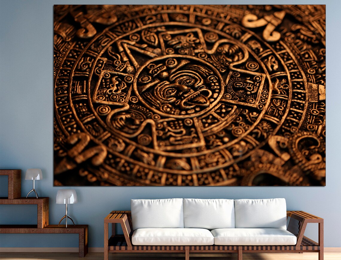 Mayan Calendar Ethnic Wall Print Maya Wall Art Ancient Maya Etsy