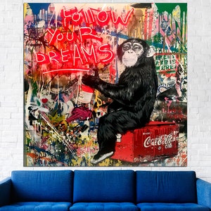 Follow your dreams Urban wall art Motivational print Graffiti print Modern art print Large wall art