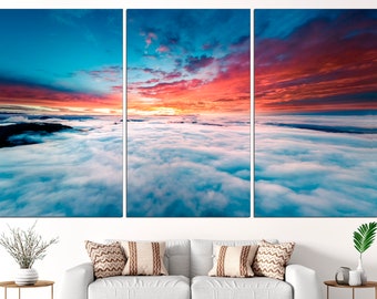 Cloud Wall Art Blue Cloud Print Clouds Wall Decor Pink Wall Art Sky Art Print Sunset Wall Art
