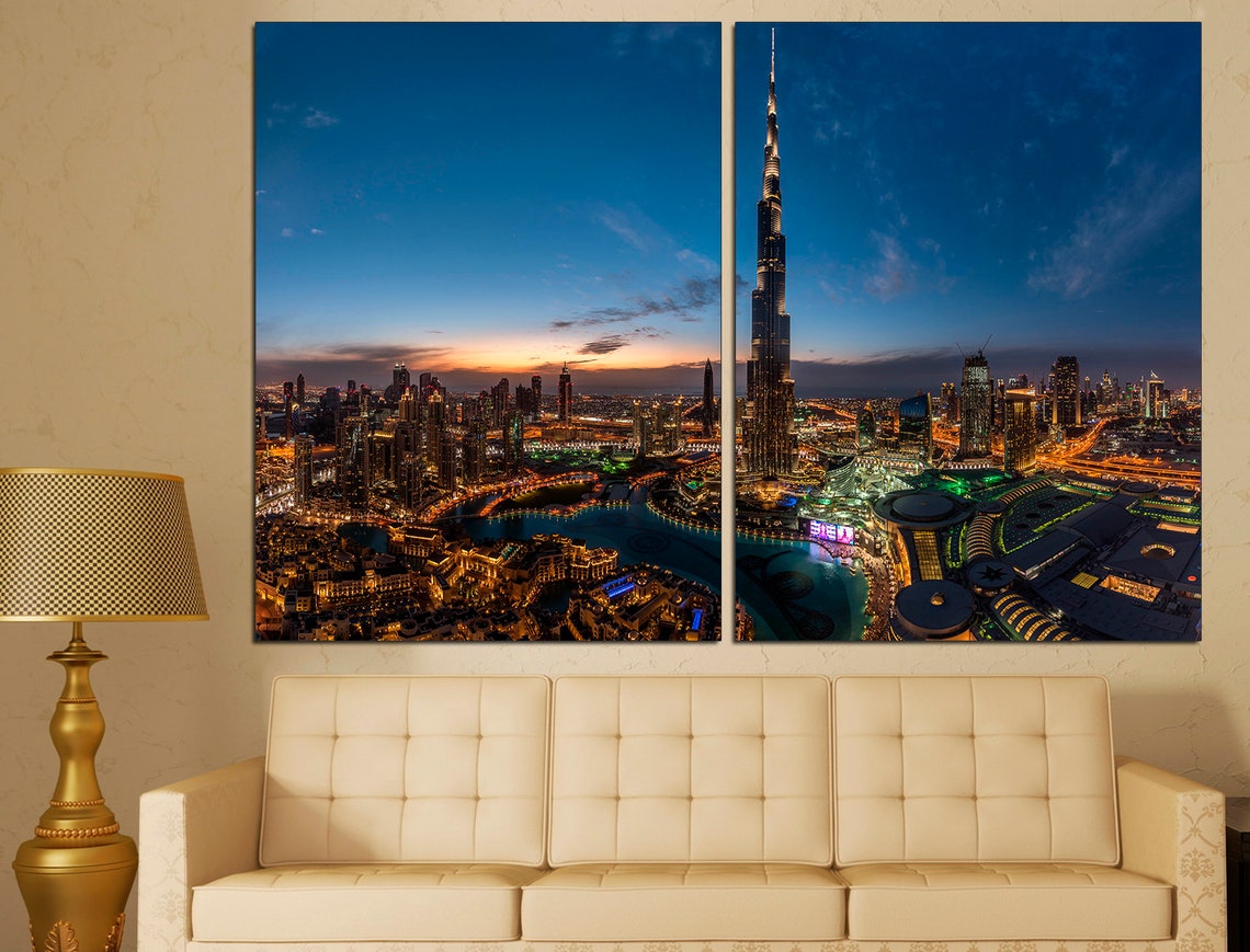 Dubai Wall Art Dubai Office Decor Night City Wall Art | Etsy