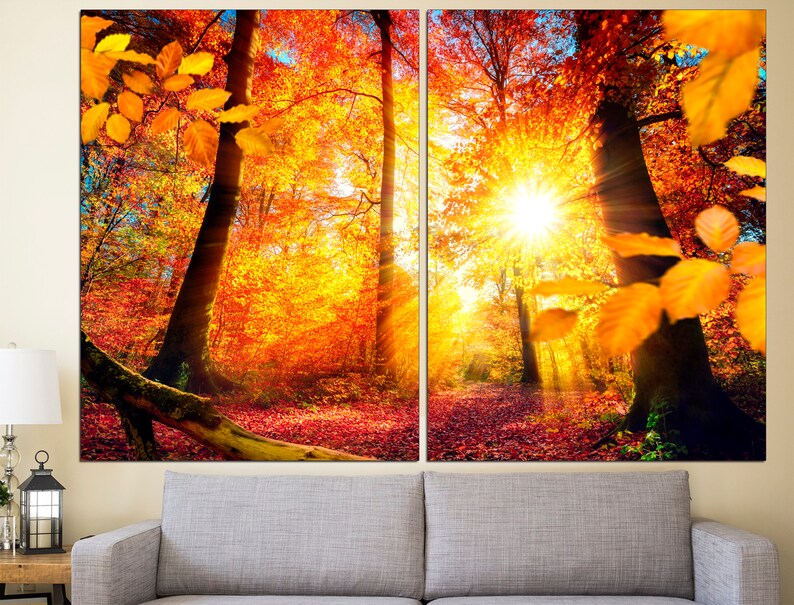 Autumn Forest Autumn Wall Art Forest Canvas Trees Canvas Print Etsy