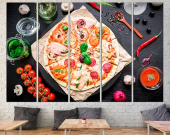 Pizza print Restaurant poster Pizza wall art, Restaurant canvas Kitchen print Pizza wall decor