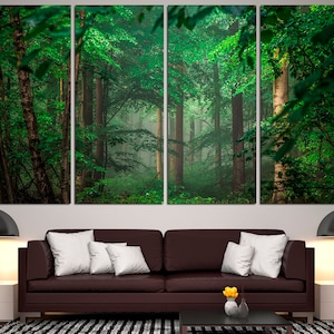Bosque lienzo arte lienzo pared arte bosque impresión best seller arte bosque brumoso impresión cartel del bosque