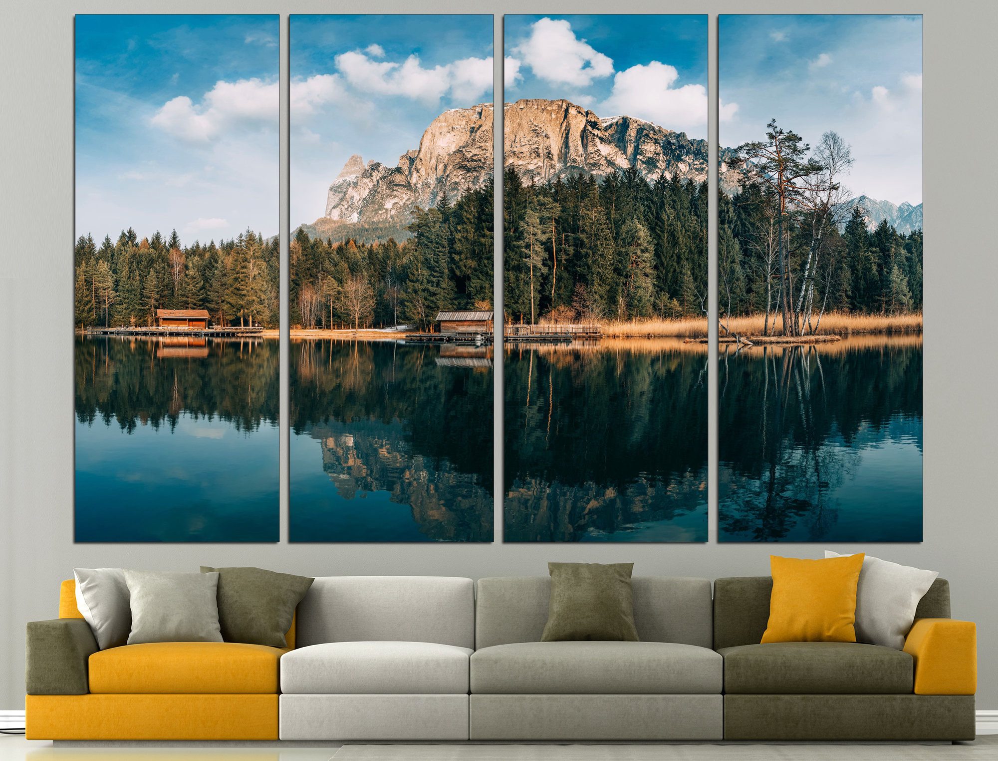 Mountain lake canvas Forest canvas art Nature poster print Etsy