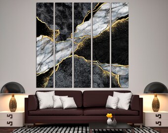 Grey gold canvas Modern wall art Gold bedroom decor Original canvas art Gold wall decor Large canvas art