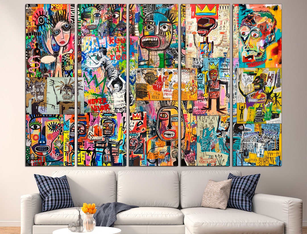 Graffiti Canvas Modern Graffiti Art Collage Print Wall Art Colorful