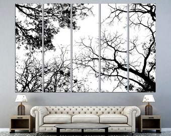 Schwarzweißer Druck auf Leinwand: Forest Art