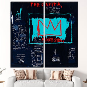 King of street art Urban wall art Graffiti poster Extra large wall art Banksy print Street art canvas 2 Panel