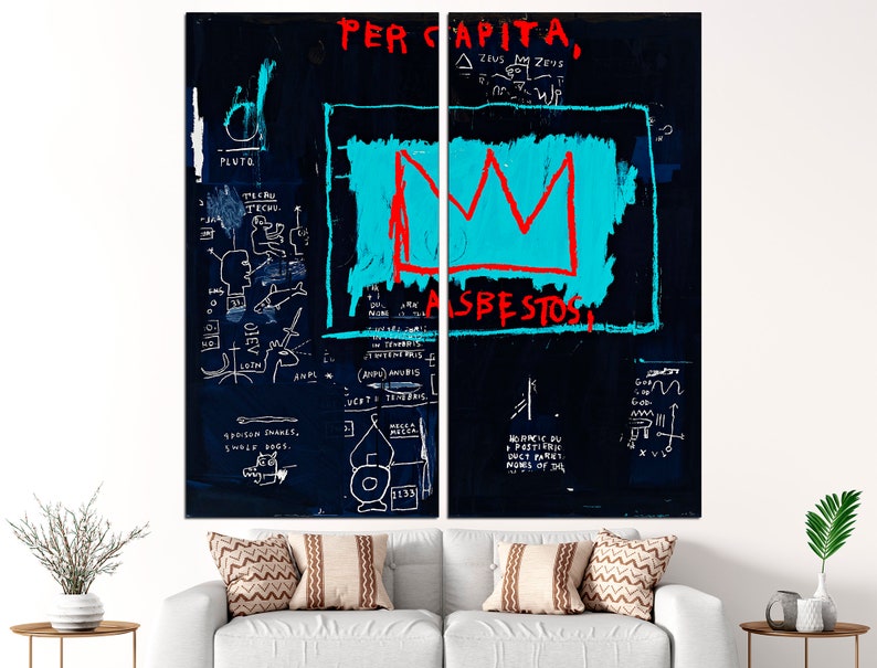 King of street art Urban wall art Graffiti poster Extra large wall art Banksy print Street art canvas 2 Panel