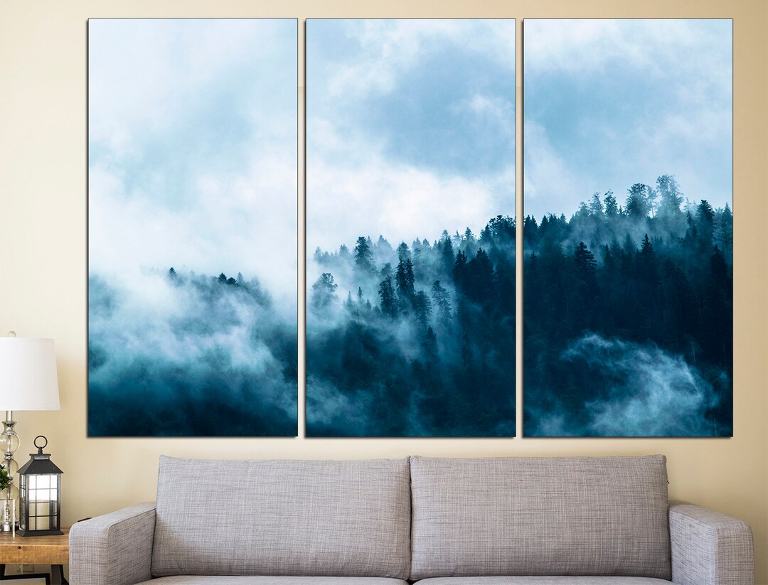 Misty Forest Foggy Wall Art Forest Print Large Wall Art Fog and Forest ...