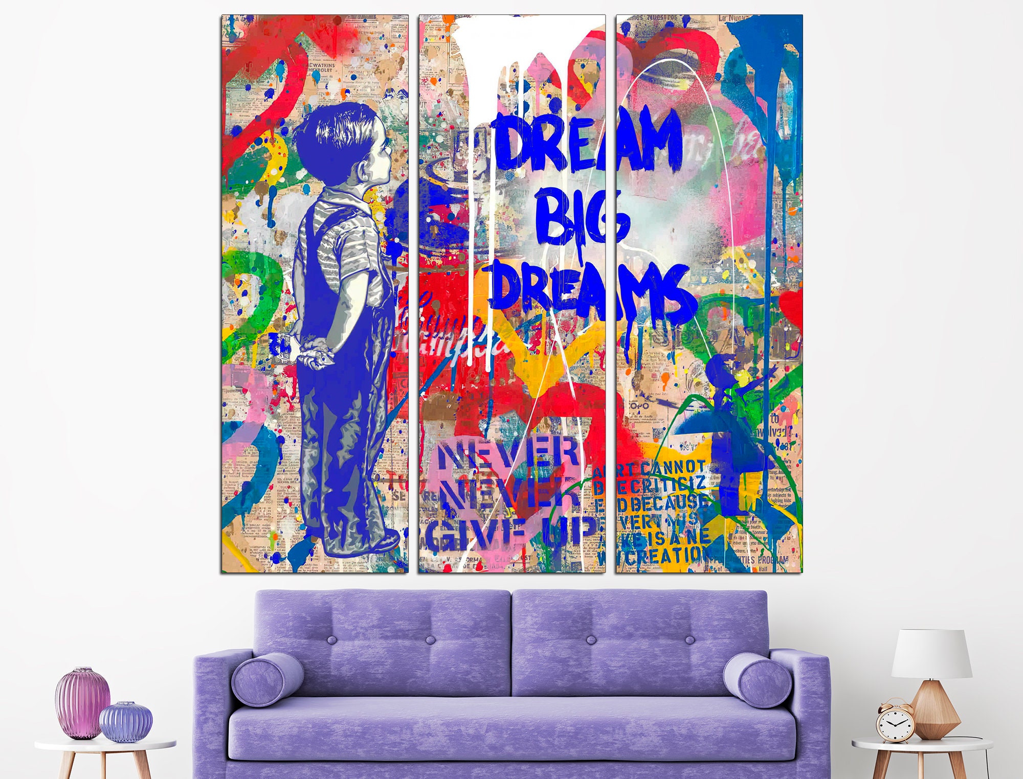 Dream Big Dreams Colorful Canvas Art Modern Home Decor Dream Big Panel ...