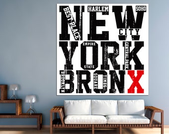 Bronx wall art Street art on canvas New York wall art City art print Black and white art Large canvas art