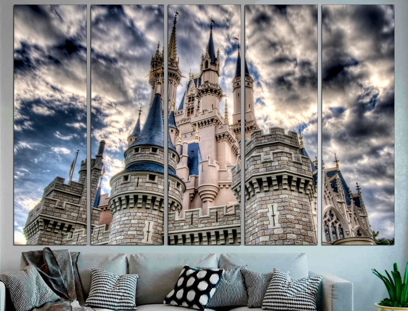 Disney Castle Art Disney Canvas Disney Castle Print Disney Art Etsy